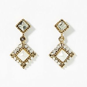 Golden sparkly shiny rhinestones square earrings NWT